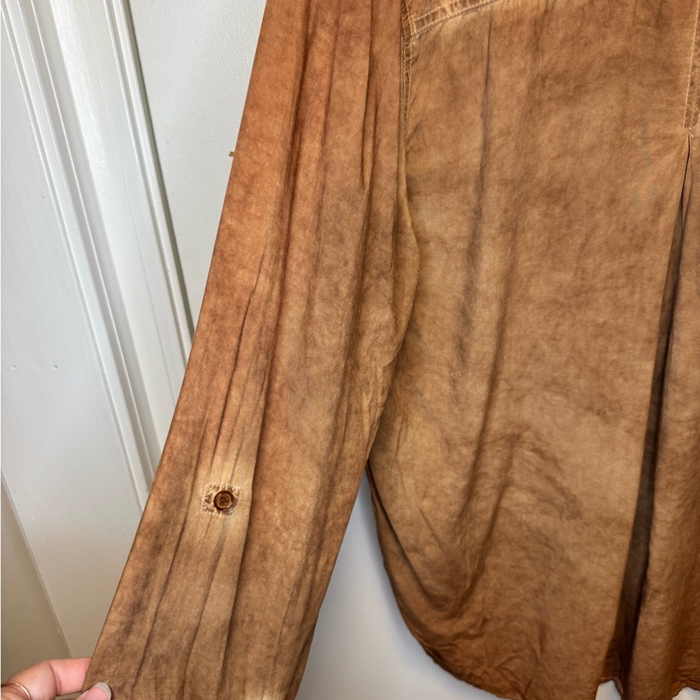 Velvet Heart Washed Rust Brown Button Down Front Pocket Shirt Size Large - Picture 7 of 11